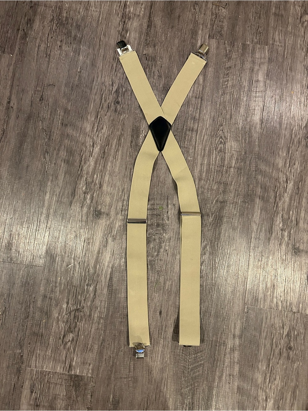 Classic Men's Beige Suspenders - Elastic Y-Back Style